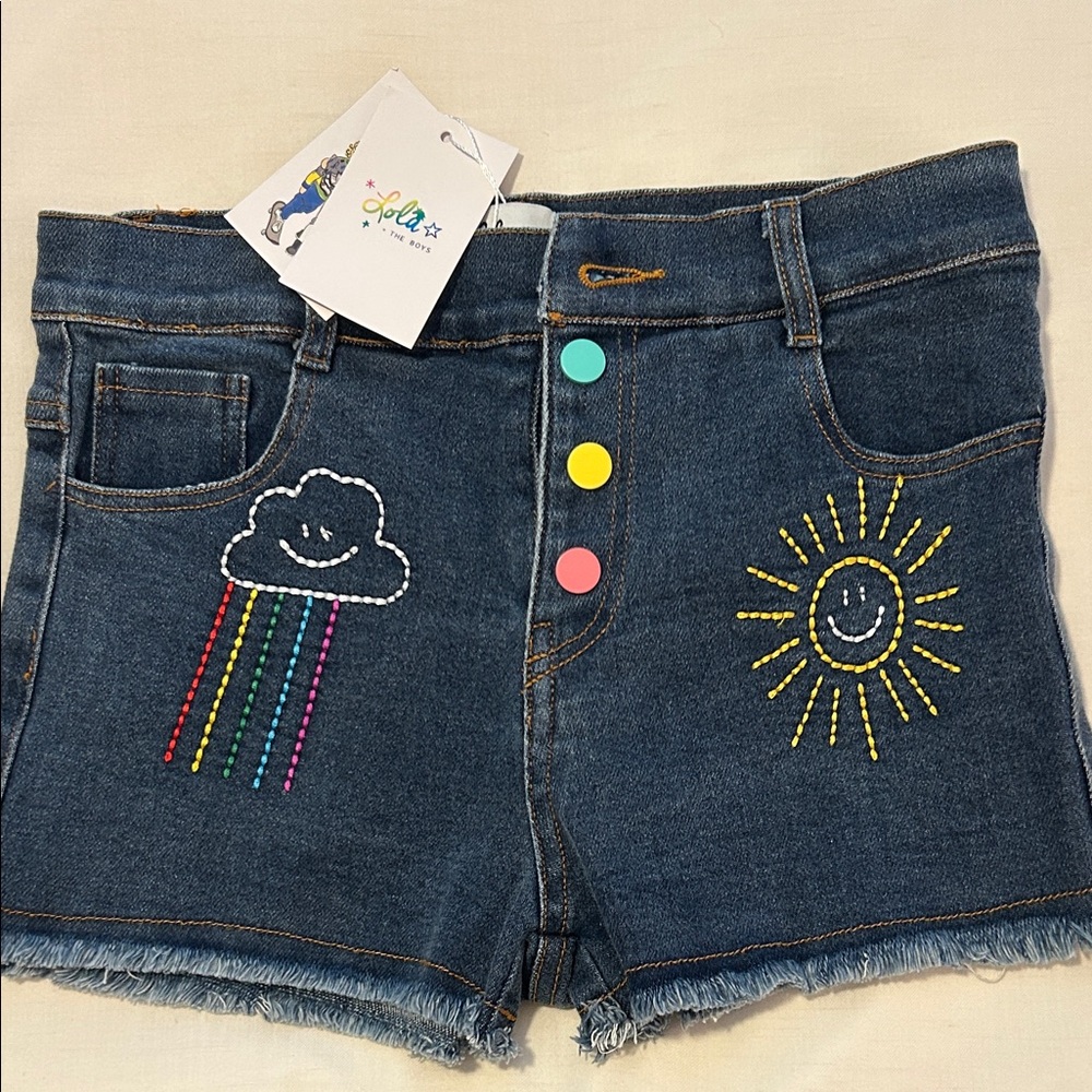 Lola and The Boys Embroidered Denim Shorts